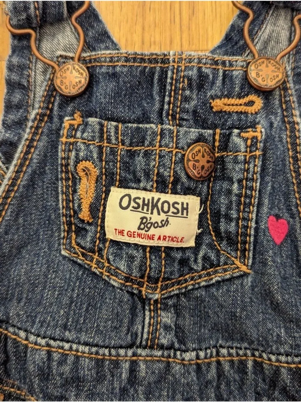 Oshkosh Bgosh BabyOveralls 3M w/ Pink Heart Accents - Perfect for Valentine's Da